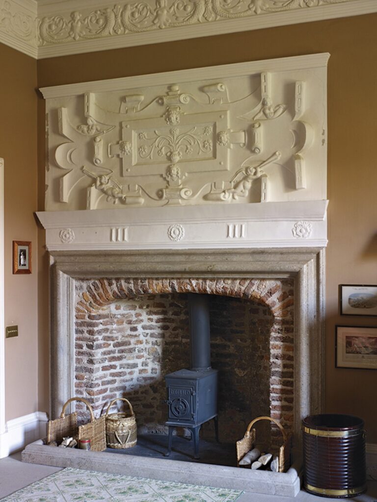 Ince Castle-6-plasterwork over fireplace