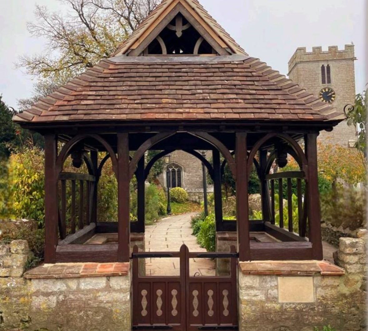 Historic lychgate repairs restoration Preston Church Weymouth Dorset