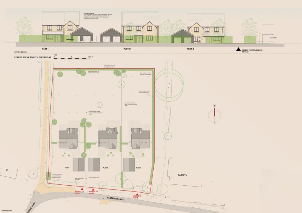 Planning permission granted for 3 large detached dwelling outside the defined development boundaries in South Somerset.