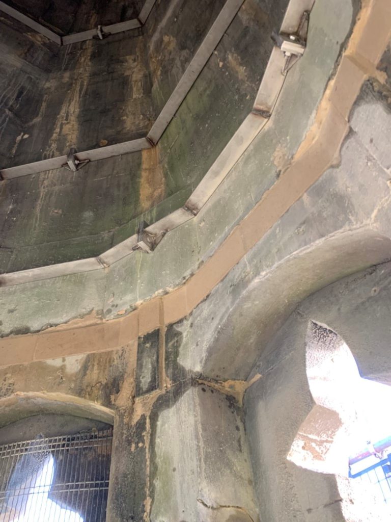 United Church Dorchester_spire repair_new stone band